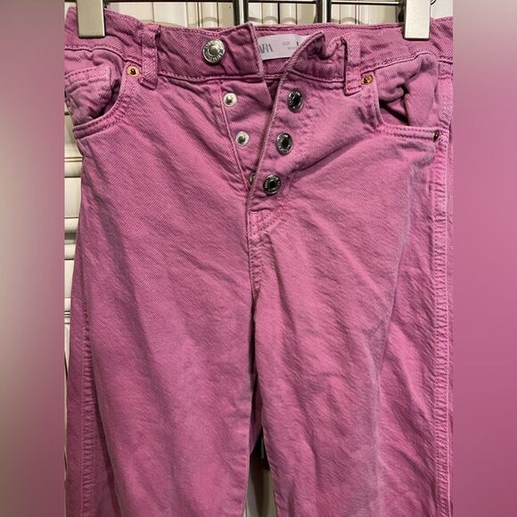 Children Zara Girls Corduroy Wide Leg Capri Pants Pink Pastel Wint Sz 9 - Picture 5 of 9